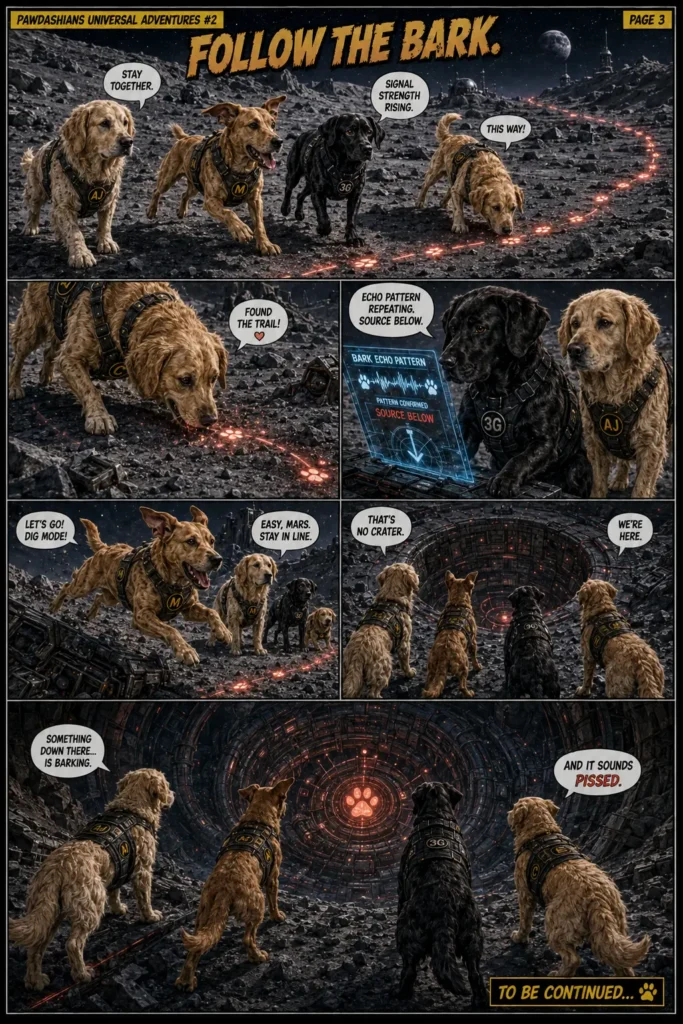 The Moon That Barked Back — comic page 3 of 6.
